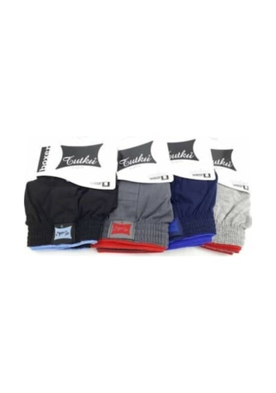 Tutku Erkek Penye Düğmeli Boxer Karışık Renk 15'li Paket Çok Renkli