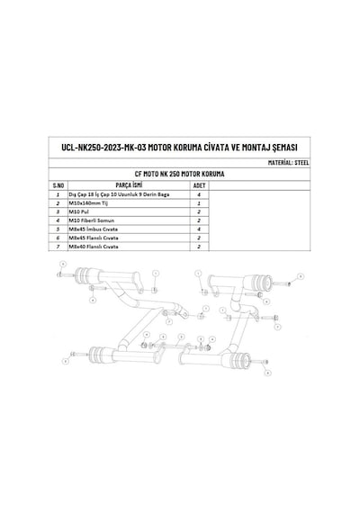 Moto Üçel Cfmoto Nk 250 Uyumlu Motor Koruma Demiri