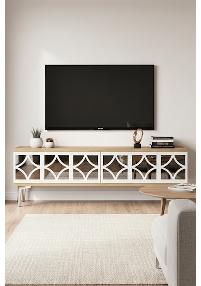 Tsa1236dbs - Öztv120 Tv Stand, Tv Sehpası Safirmeşe - Beyaz - Sılver 120cm