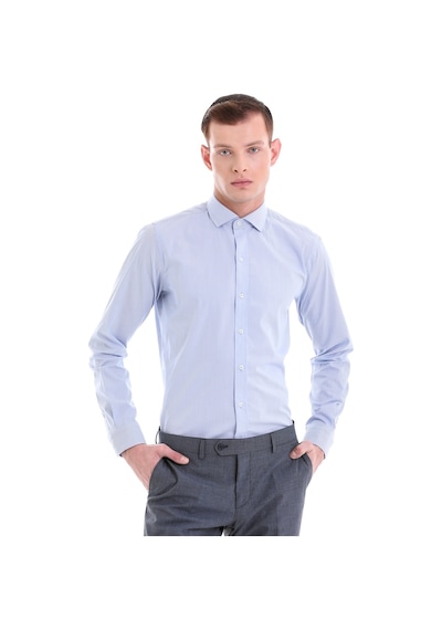 Hatemoğlu Mavi Comfort Fit 100% Pamuklu Uzun Kollu Gömlek 23d190000043 161 Buz Mavi