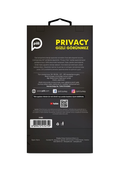 Piili Apple iPhone Uyumlu 15 Pro Max Hayalet Privacy Ekran Koruyucu