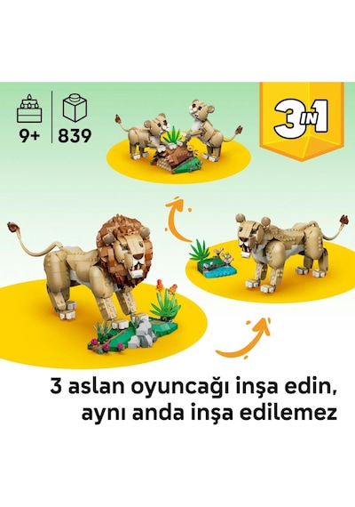 Lego 31386 Creator 3 Ü 1 Arada Vahşi Hayvanlar: Görkemli Aslan