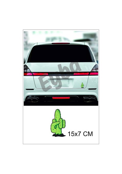 Fuctus Komik Kaktüs Araba Karavan Renkli Baskı Sticker 8x15 Cm Bsks24