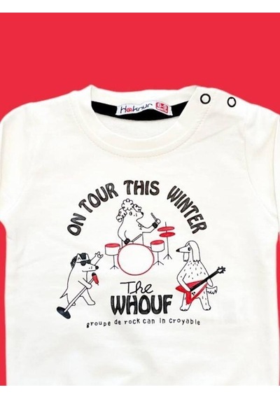 Cantoy Erkek Bebek Winter Yazılı Pamuklu Sweatshirt-14658 Ekru