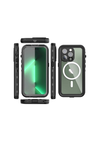 Ardemix Apple iPhone 14 Pro Uyumlu 1-1 Su Geçirmez Kılıf-siyah Siyah