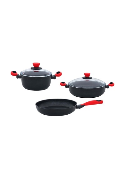 Leggno Colorgy 5 Parça Set Kırmızı 22cm Derin Tencere + 26cm Sığ Tencere&tava