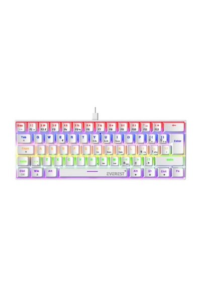 Everest Amber Beyaz Type-c Bağlantılı Rgb Ledli Mekanik Gaming Oyuncu Klavye Q Red Switch
