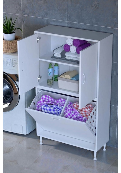Eliusta Miretta Üst Bölme Kapaklı Altı Kirli Sepetli Dolap 75 Cm Genişlik Beyaz 75x138x32,5 Cm Dolap Beyaz Eliusta Miretta Üst Bölme Kapaklı Altı Kirli Sepetli Dolap 75 Cm Genişlik Beyaz 75x138x32,5 Cm Dolap Beyaz