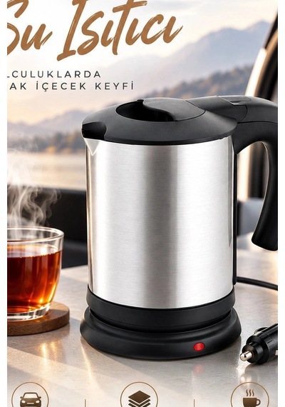 Oto Su Isıtıcı Kettle 12v Çakmaklık Girişli Paslanmaz Çelik Seyahat Tipi Bx-316150