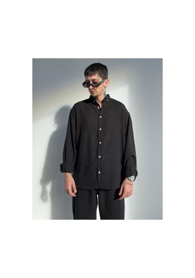 Zaee Oversize Keten Gömlek Siyah
