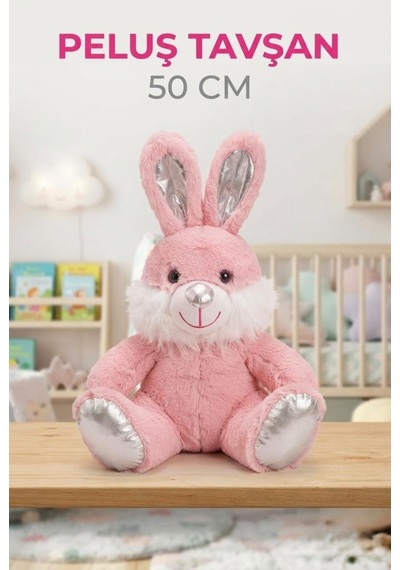 Pembe Peluş Tavşan 50 Cm Sevimli Ve Konforlu Uyku Yastığı Ve Sarılma Arkadaşı Dekoratif Oyuncak