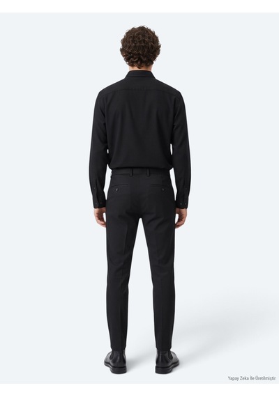 Kip Siyah Dokuma Jogging Fit Casual Pamuk Karışımlı Pantolon Siyah --