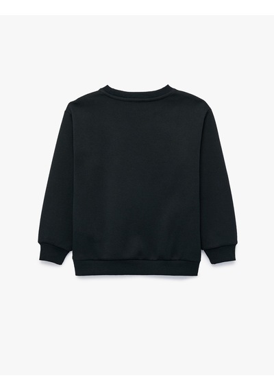 Koton Pamuklu Uzun Kollu Bisiklet Yaka Baskılı Sweatshirt Lacivert 7wkb10058tk