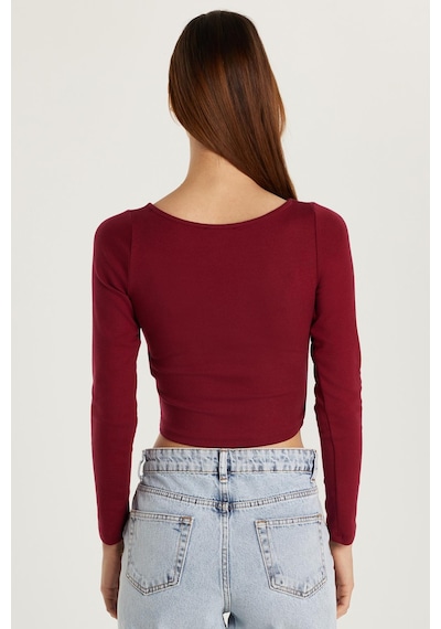 Tudors Kadın Slim Fit Dar Kesim Modal Kumaş Uzun Kollu Bisiklet Yaka Bordo Bluz-33968 Bordo Tudors Kadın Slim Fit Dar Kesim Modal Kumaş Uzun Kollu Bisiklet Yaka Bordo Bluz-33968 Bordo
