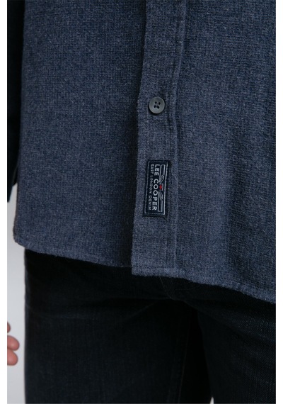 Lee Cooper Tiles Erkek Dokuma Uzun Kol Gömlek İndigo-21495 İndigo