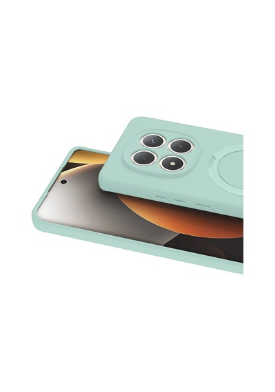 Xiaomi Redmi Note 15 Pro 4g Uyumlu Kılıf Halka Standlı M-safe Telefon Kılıfı Kapak Su Yeşili