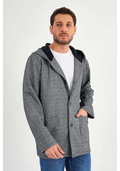Alexandergardı Kapüşonlu İçi Şardonlu Oversize Hırka E23-607 03 Lacivert Melanj
