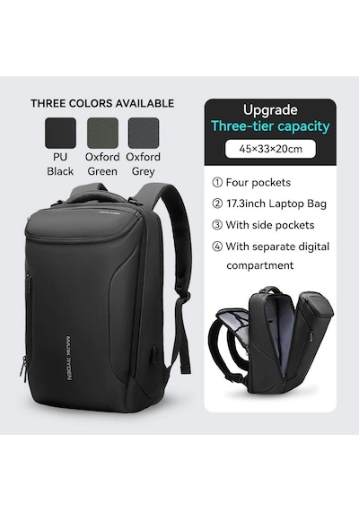 Mark Ryden Compacto Pro Çift Bölmeli Laptop Sırt Çantası Mr9031y Sj07 Gri Siyah