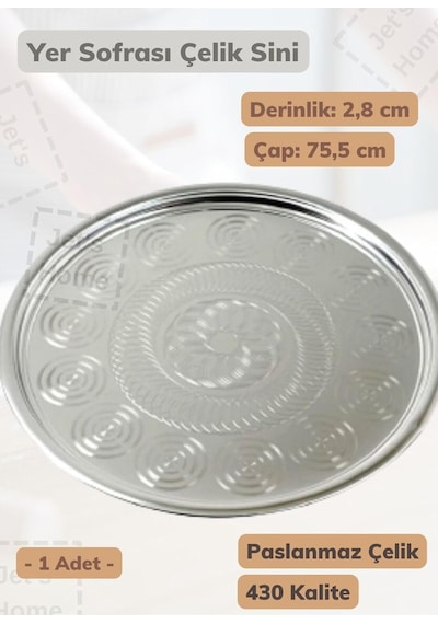 Yer Sofrası Sini 75,5 Cm Çelik Tepsi Tepsi Paslanmaz Çok Renkli