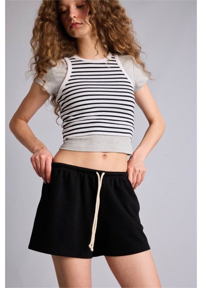 Defacto Standart Fıt Sweatshirt Kumaşı Şort G7956ax26hsbk81 Siyah-bk81