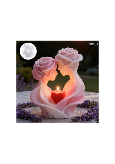 Yy6092 Gül Tasarımlı Sevgililer Mum-biblo Silikon Kalıp
