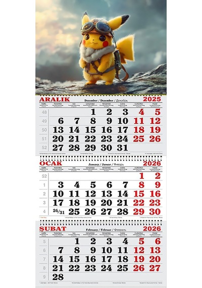2026 Yılı Gemici Takvimi- Pikachu