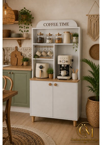 Coffeelina Çok Amaçlı Kahve Köşesi & Modern Mutfak Dolabı Beyaz Meşe Beyaz Meşe Coffeelina Çok Amaçlı Kahve Köşesi & Modern Mutfak Dolabı Beyaz Meşe Beyaz Meşe