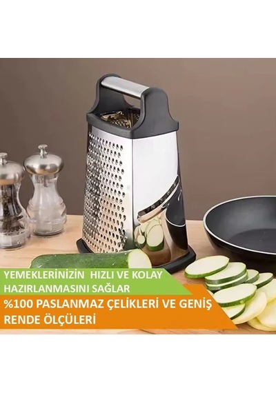 Mybru Paslanmaz Çelik 4 Taraflı Çok İşlevli Rende Dilimleyici Gri