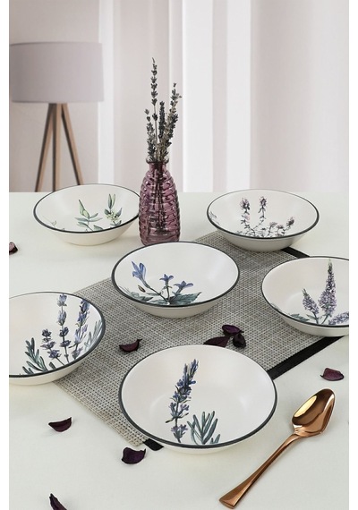 Keramika Çiçek Bahçesi Yemek Tabağı 18 Cm 6 Adet Çok Renkli