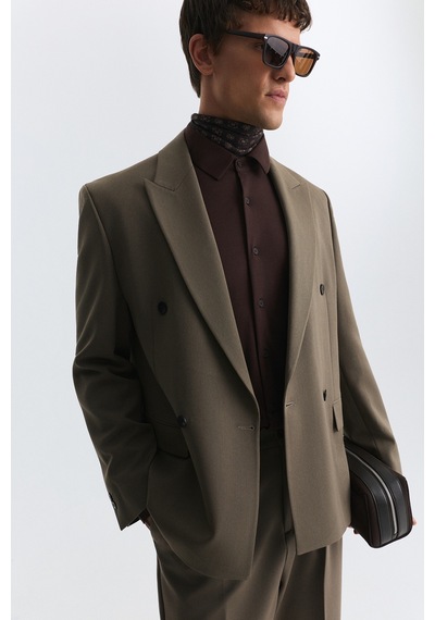 Antioch Relax Fit Kruvaze Erkek Blazer Ceket Haki