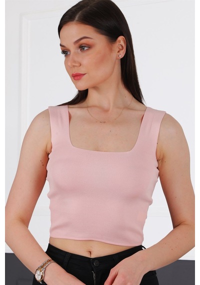 Z2001 Dewberry Bayan Krop Bluz-pembe Pembe