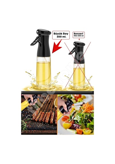 Büyük Sprey Yağdanlık, Airfryer Püskürtmeli Sprey Cam Şişe Ayçiçek Zeytinyağı Sirkelik 300 Ml Çok Re Diğer