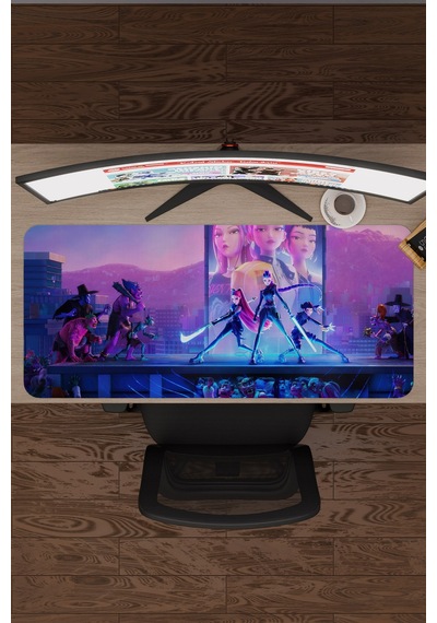 Kpop Demon Hunters Dikişli Kauçuk Oyuncu Mousepad V1 - 90x40 Xxl Gaming Mouse Pad