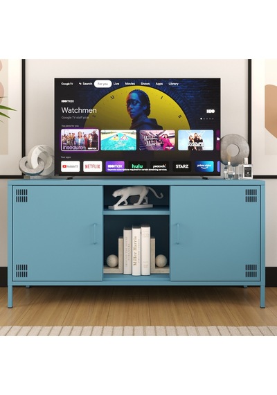 Pera Tv Ünitesi, Tv Dolabı,2 Kapaklı, Açık Raflı 130,50 X 40 X 64,50 Cm Ral 5024 Mavi Pera Tv Ünitesi, Tv Dolabı,2 Kapaklı, Açık Raflı 130,50 X 40 X 64,50 Cm Ral 5024 Mavi