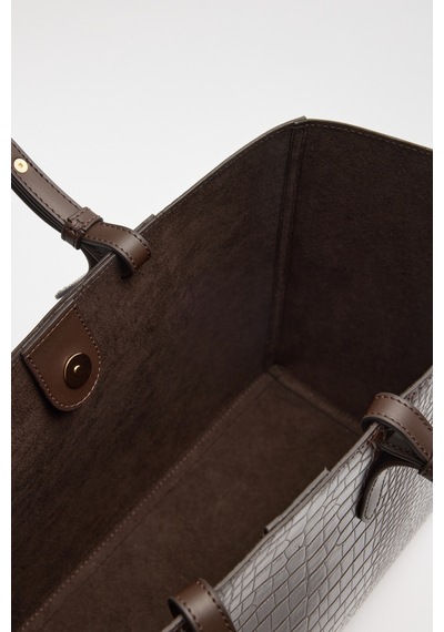 Lutvelizade Çanta 2601 Croc Kumaş Shopper Acı Kahve Croc Kadın Çanta