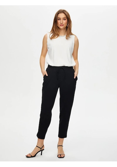 Faik Sönmez Comfort Fit Krep Örme Kadın Pantolon B00074-1 Siyah