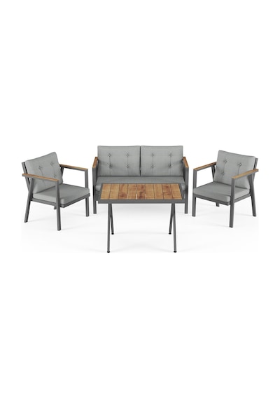 Sierra 2+1+1 Metal İskeletli Suya Dayanıklı Bahçe Balkon Mobilya Takımı Cafe, Salon Koltuk Takımı Gri