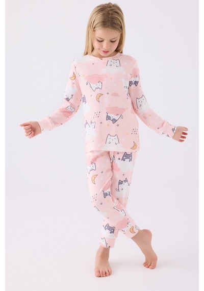 Rolypoly Kız Çocuk Garson Pembe Pijama Takım 3460 001