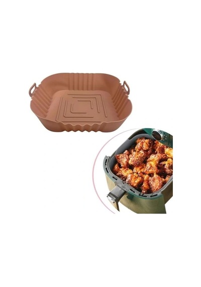 Buffer Renkli Isıya Dayanıklı Yıkanılabilir Silikon Fırın Airfryer Kare Model Pişirme Matı 20 Cm