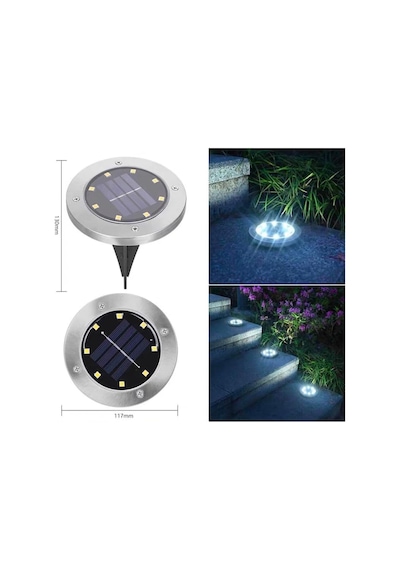 Ayrex 8 Ledli Solar Güneş Enerjili Beyaz Işık Su Geçirmez Bahçe Dekor Aydınlatma Lambası Bahçe Lambaları, Pasl