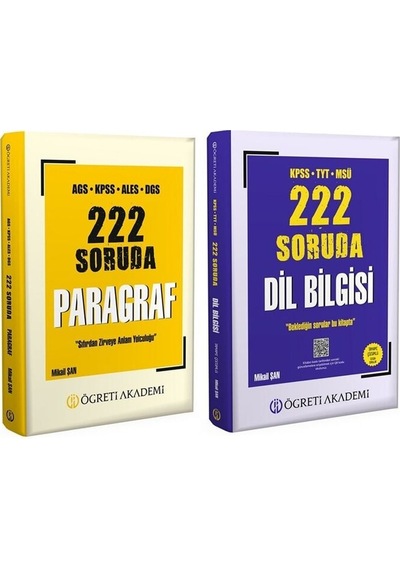 Öğreti Kpss Meb-ags Ales Dgs 222 Soruda Paragraf + Dil Bilgisi Soru Bankası 2 Li Set - Mikail Şan Öğreti Akademi