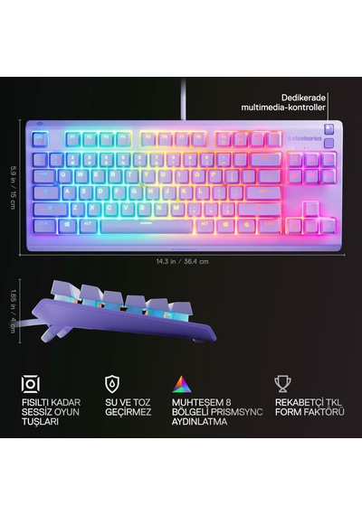 Steelseries Apex 3 Tkl Rgb Suya Ve Toza Dayanıklı Türkçe Gaming K