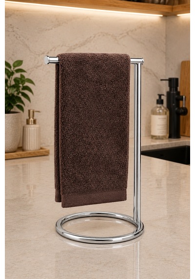 Parlak Silver Dikey Havluluk Havlu Askılığı Tezgah Üstü Banyo Mutfak Organizer Paslanmaz Metal Gümüş