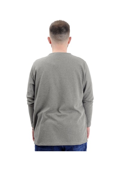 Mode Xl Büyük Beden Erkek Sweatshirt Bisiklet Yaka Uzun Kol Waffle 23460 Haki Haki