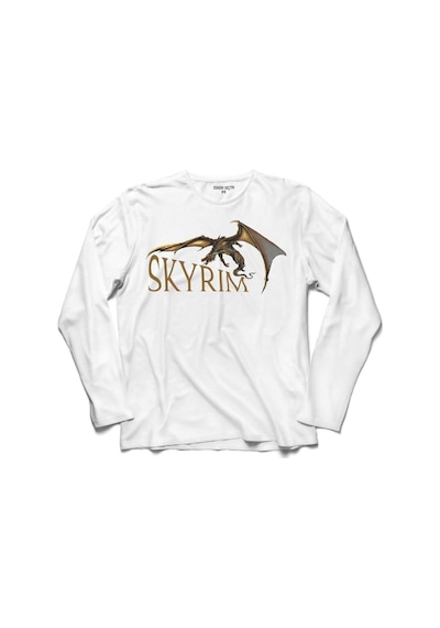 Skyrım Dragon Logo The Elder Scrolls V 2 Uzun Kollu Tişört (518429975)