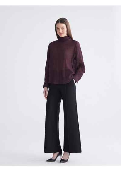 Lcwaıkıkı Classic Bordo Dik Yaka Dokulu Bluz