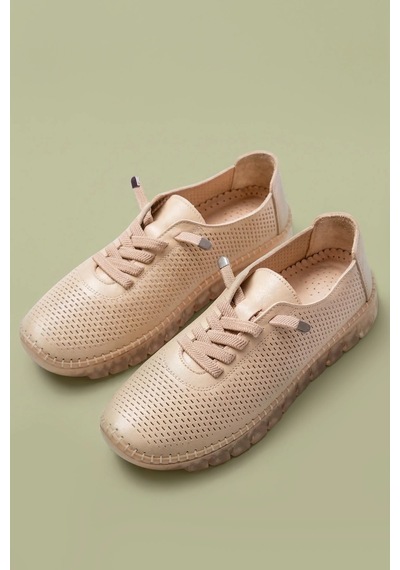 Analin Shoes Hakiki Deri Kadın Casual Ayakkabı Bej