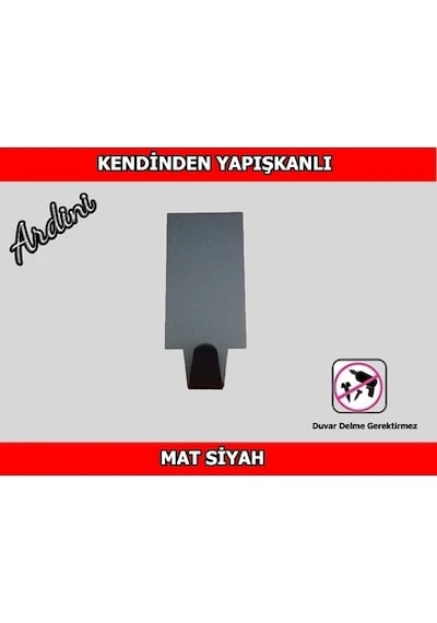 Ardini Kendinden Yapışkanlı Bornoz Havlu Askısı Dikdörtgen Mat Siyah 4'lü Çok Renkli