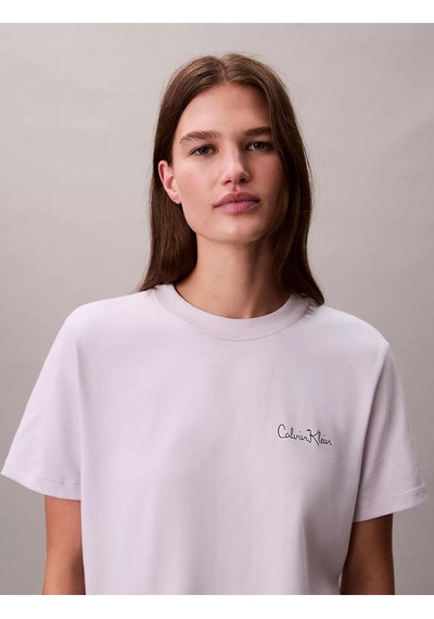 Calvin Klein Kadın Regular Fit Yuvarlak Yakalı %100 Pamuklu Kısa Kollu Mor T-shirt Lv047e809g-2ık-12827 Mor