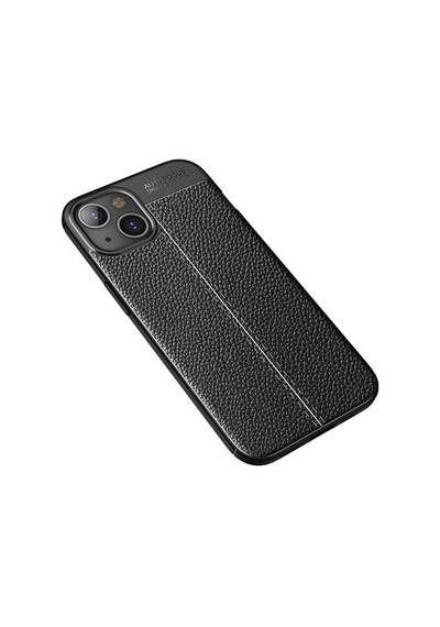 Smcaseİphone Uyumlu 13 Kılıf Deri Dokulu Silikon Nano Ekran Koruyucu Siyah